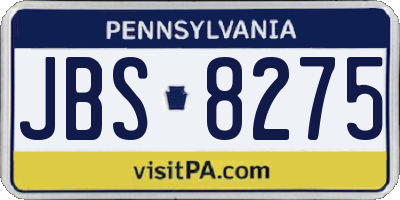 PA license plate JBS8275