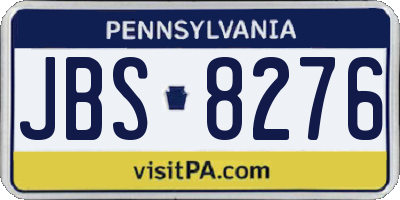 PA license plate JBS8276