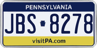 PA license plate JBS8278