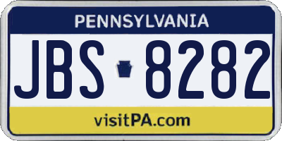 PA license plate JBS8282