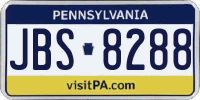 PA license plate JBS8288