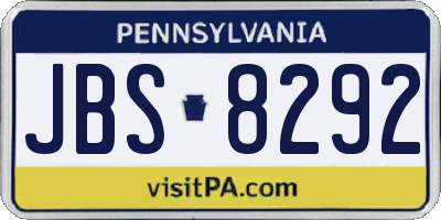 PA license plate JBS8292
