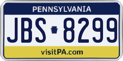 PA license plate JBS8299