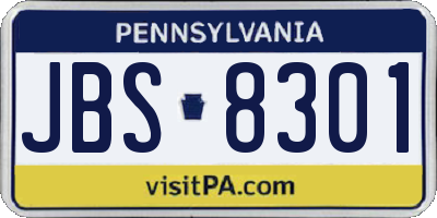 PA license plate JBS8301