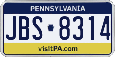 PA license plate JBS8314