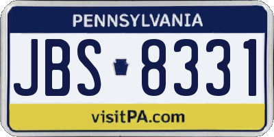 PA license plate JBS8331