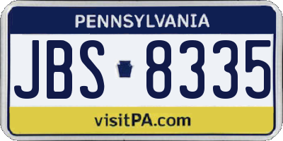 PA license plate JBS8335