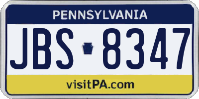 PA license plate JBS8347