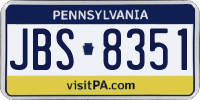 PA license plate JBS8351