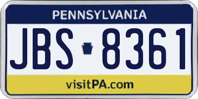 PA license plate JBS8361