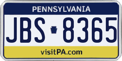 PA license plate JBS8365