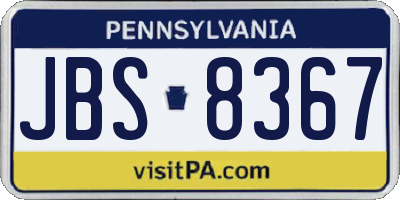 PA license plate JBS8367