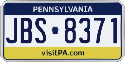 PA license plate JBS8371