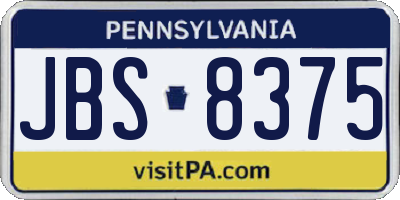PA license plate JBS8375