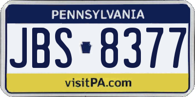 PA license plate JBS8377