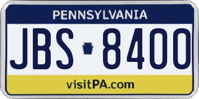PA license plate JBS8400