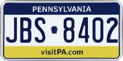 PA license plate JBS8402