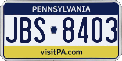 PA license plate JBS8403