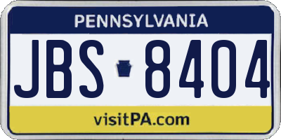 PA license plate JBS8404