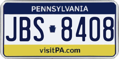 PA license plate JBS8408