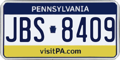 PA license plate JBS8409