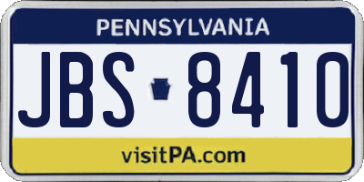 PA license plate JBS8410