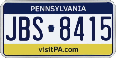 PA license plate JBS8415