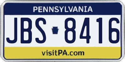 PA license plate JBS8416