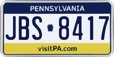 PA license plate JBS8417