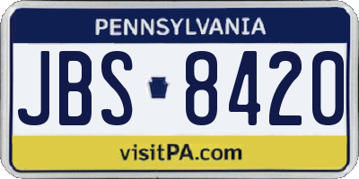 PA license plate JBS8420