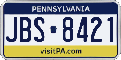PA license plate JBS8421