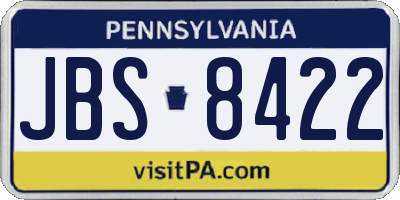 PA license plate JBS8422