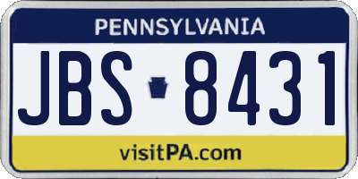 PA license plate JBS8431