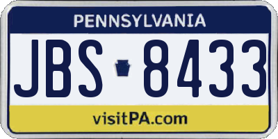 PA license plate JBS8433