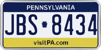PA license plate JBS8434