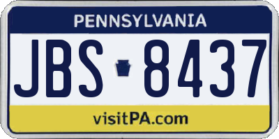 PA license plate JBS8437