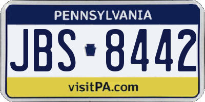 PA license plate JBS8442