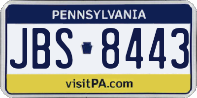 PA license plate JBS8443