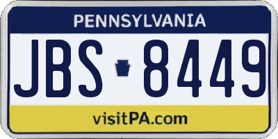 PA license plate JBS8449