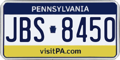 PA license plate JBS8450