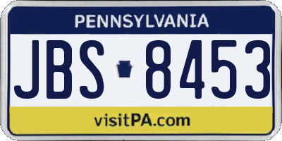 PA license plate JBS8453