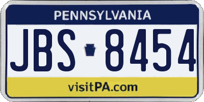 PA license plate JBS8454