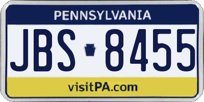 PA license plate JBS8455