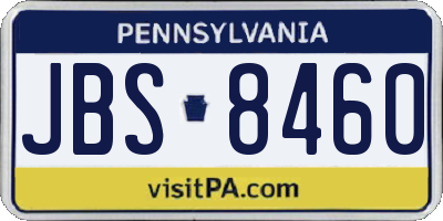 PA license plate JBS8460