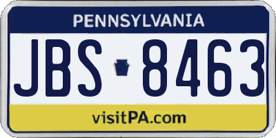 PA license plate JBS8463