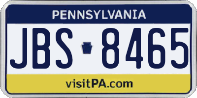 PA license plate JBS8465