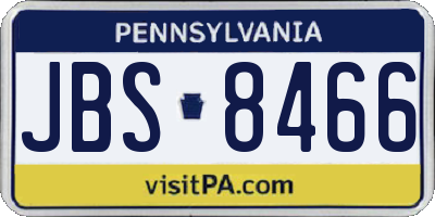 PA license plate JBS8466