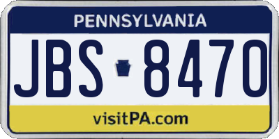 PA license plate JBS8470