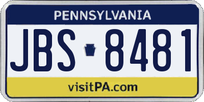 PA license plate JBS8481
