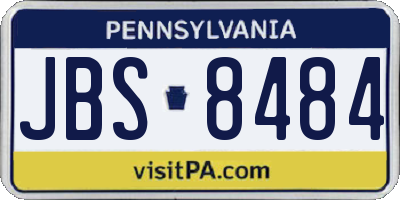 PA license plate JBS8484
